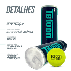 Bolas de Tênis Teloon Championship ITF tubo com 3 un.