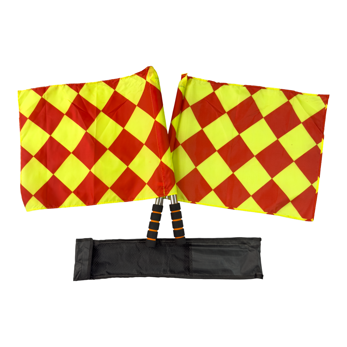 Bandeira xadrez de árbitro auxiliar de futebol com cabo metálico Velden - Par