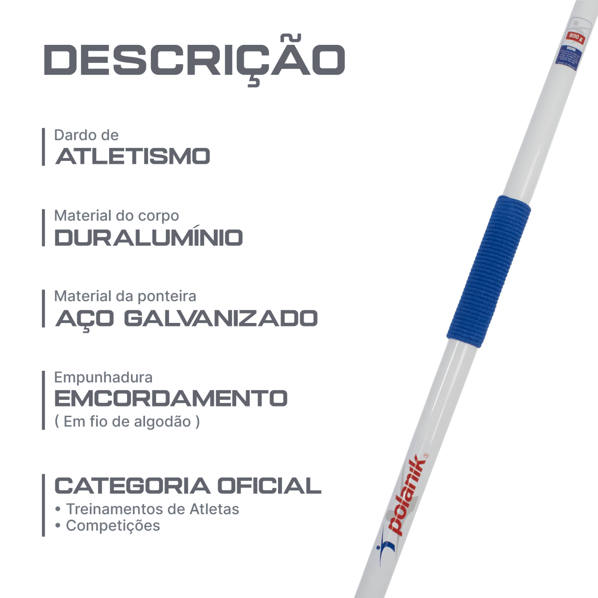 Dardo de duralumínio e aço 800g Polanik