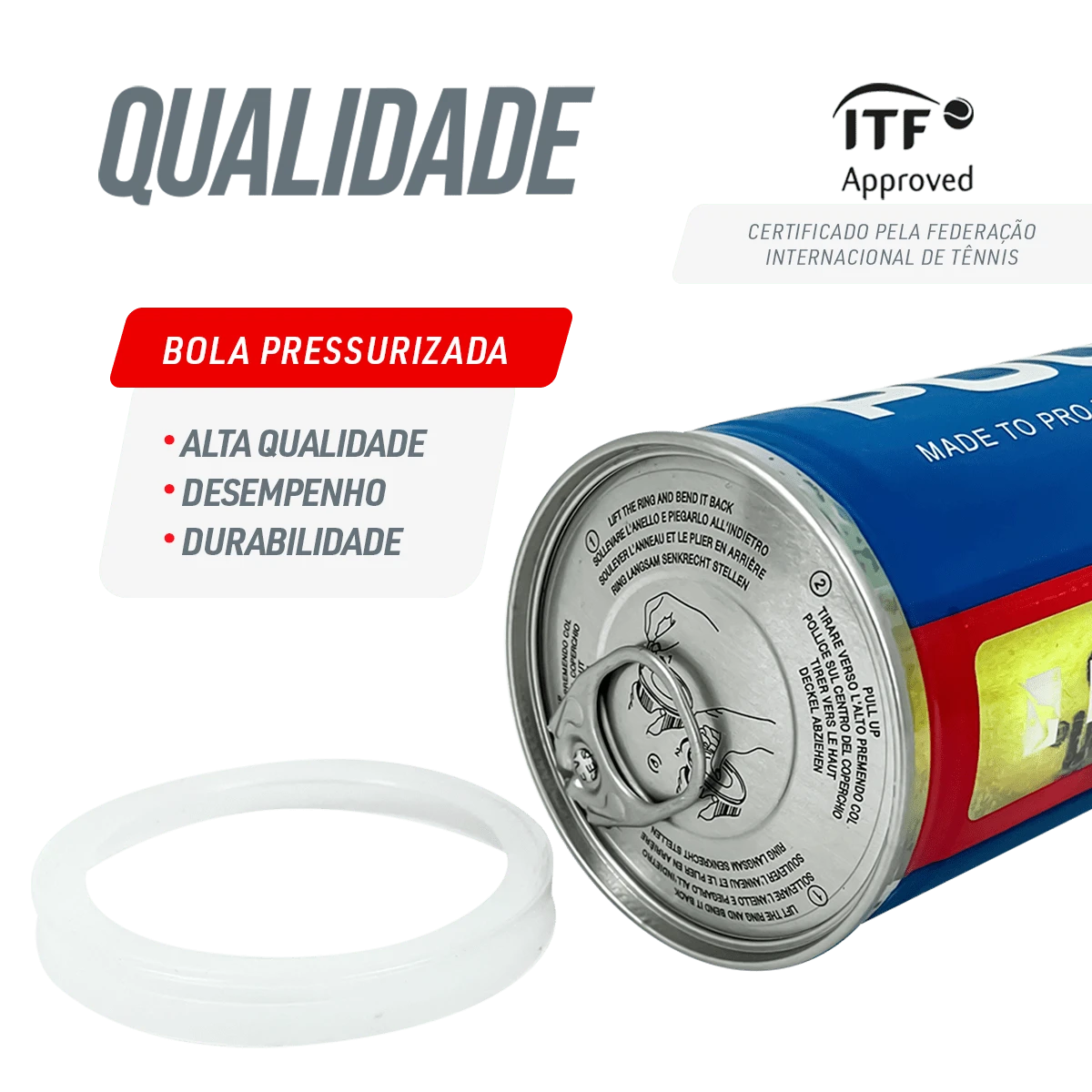 Bola de Tênis ITF Competição All Court Pound Teloon (Tubo com 3 und) Aprovada ITF				