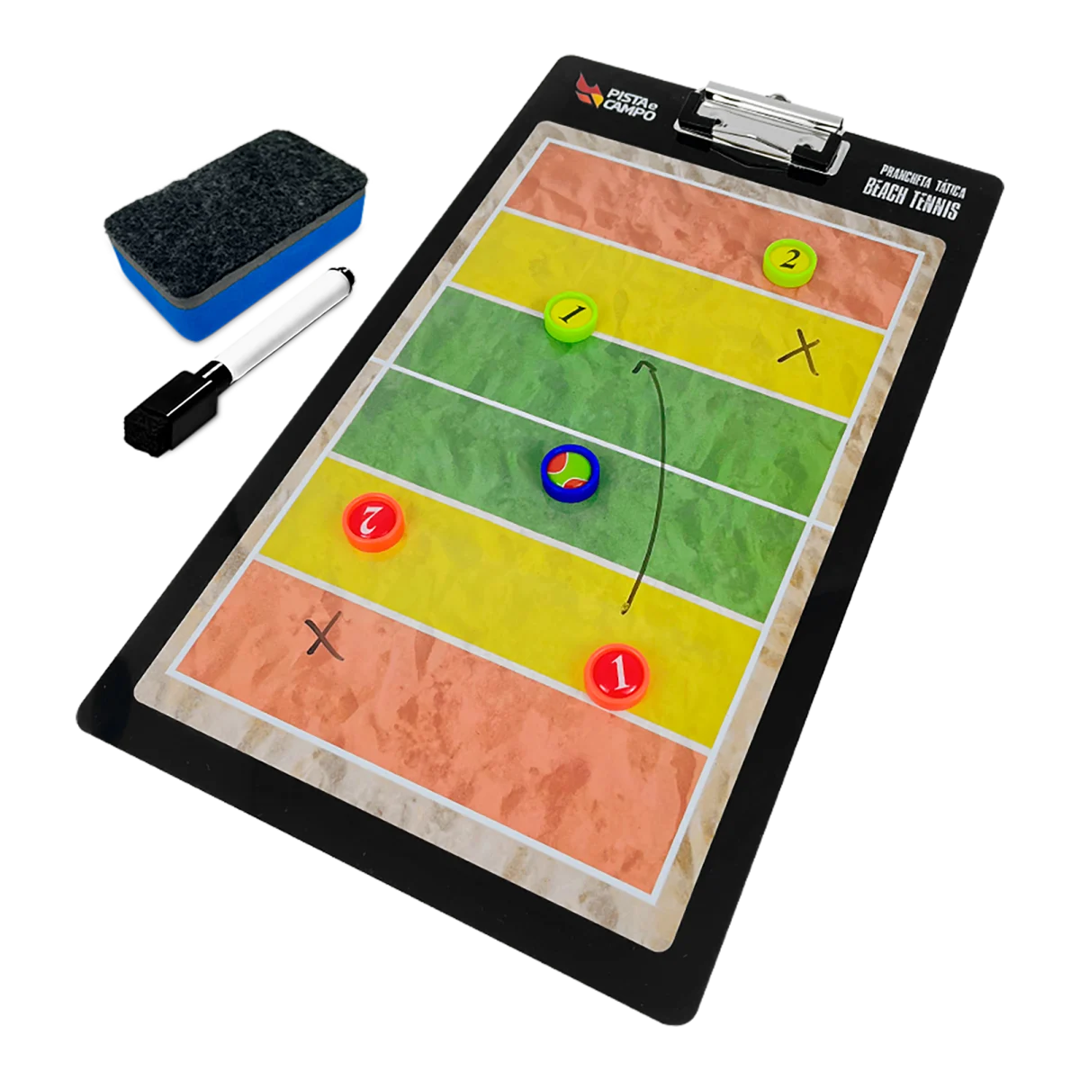 Prancheta tática magnética com caneta para treinamento de esportes de praia Pista e Campo