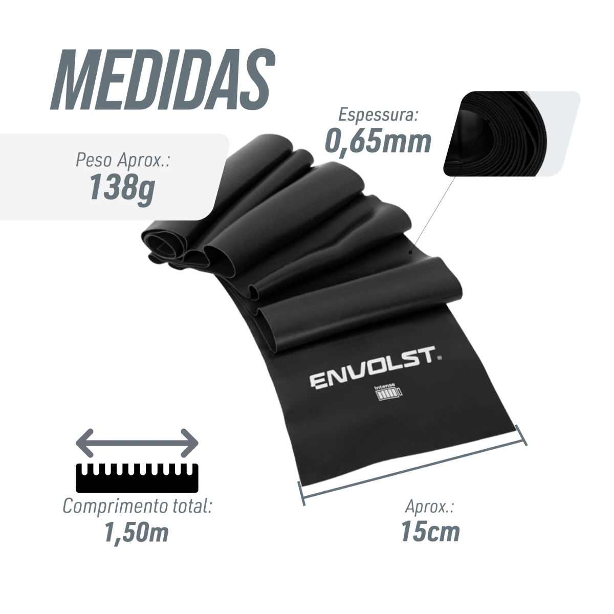 Faixa Elástica Band 1,50m Intensidade Force Envolst