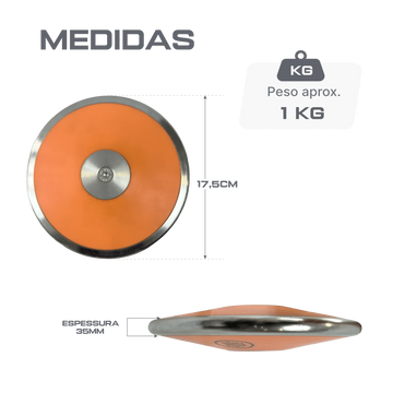 Disco de Lançamento 1kg em Aço e ABS Iniciante IAAF Vinex