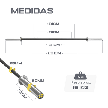 Barra Olímpica Feminina 15 kg 2,01 m Rolamentada Envolst