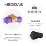 Conjunto 6 Halteres Neoprene 1, 2 e 3kg e Suporte Envolst