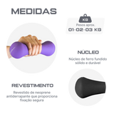 Conjunto 6 Halteres Neoprene 1, 2 e 3kg e Suporte Envolst