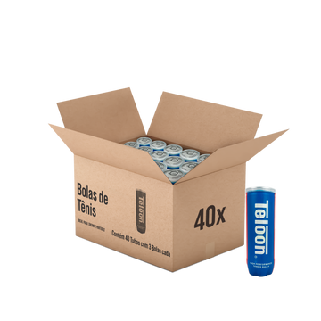 Bolinha bola de tênis de campo oficial adulto ITF Teloon - Caixa com 40 tubos de 3 und cada