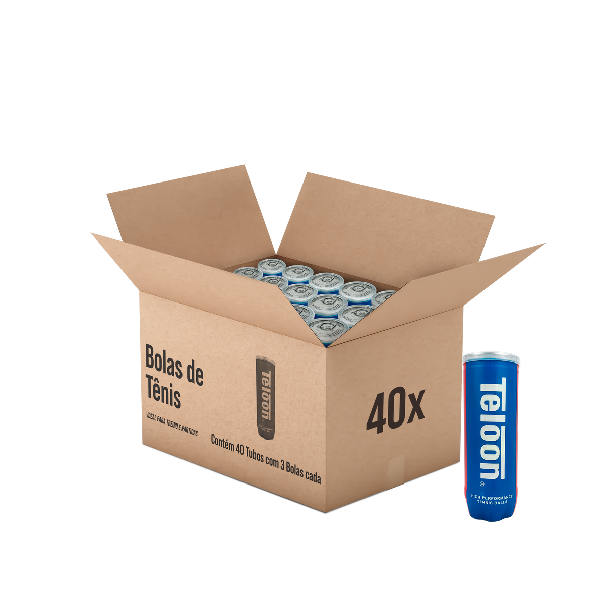 Kit com 40 Tubos de Bola de Tênis ITF All Court Championship Teloon