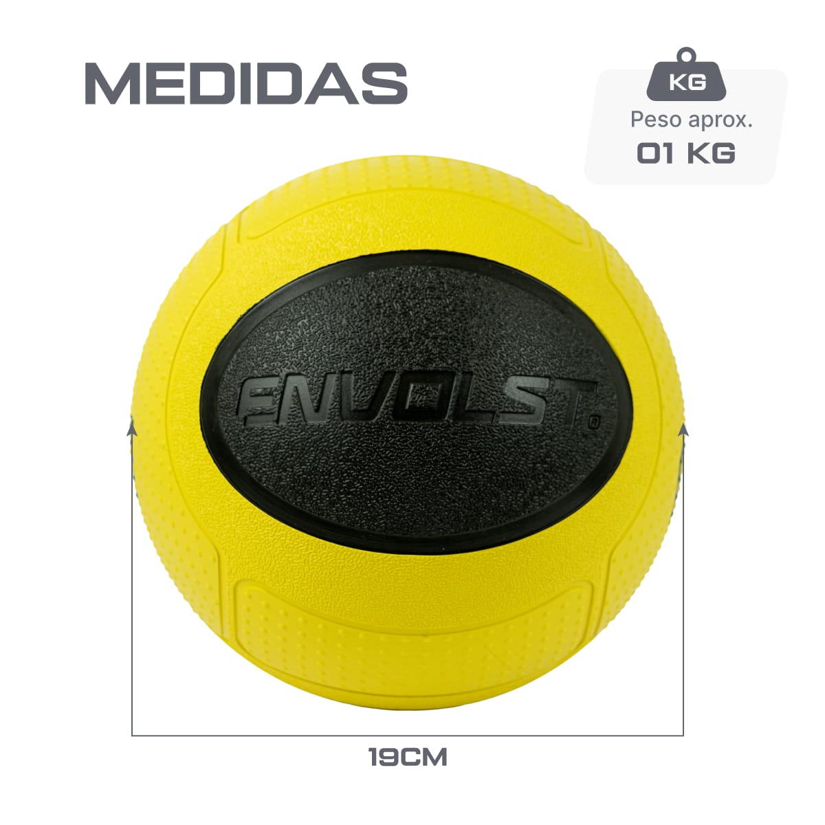 Medicine Ball 1kg Envolst com Quique em Borracha Antiderrapante