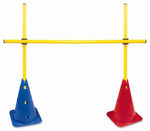 Obstáculo para treinamento com 2 cones de 38cm com furos, 3 hastes 1m e 2 presilhas Pista e Campo
