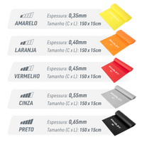 Faixa Elástica Band 1,50m Envolst - Kit com 5 intensidades