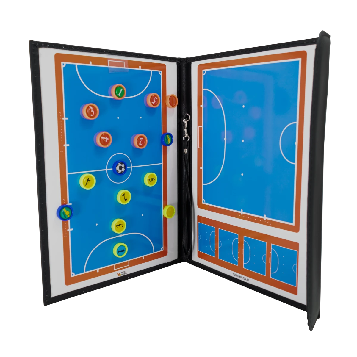 Prancheta tática magnética com caneta para treinamento de futsal Pista e Campo - Modelo pasta preta
