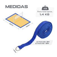 Fita faixa de demarcação para futevolei 18x9m 40mm Velden Cor:Azul