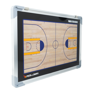 Quadro tático magnético de alumínio com acessórios 45x30 Pista e Campo - Basquete