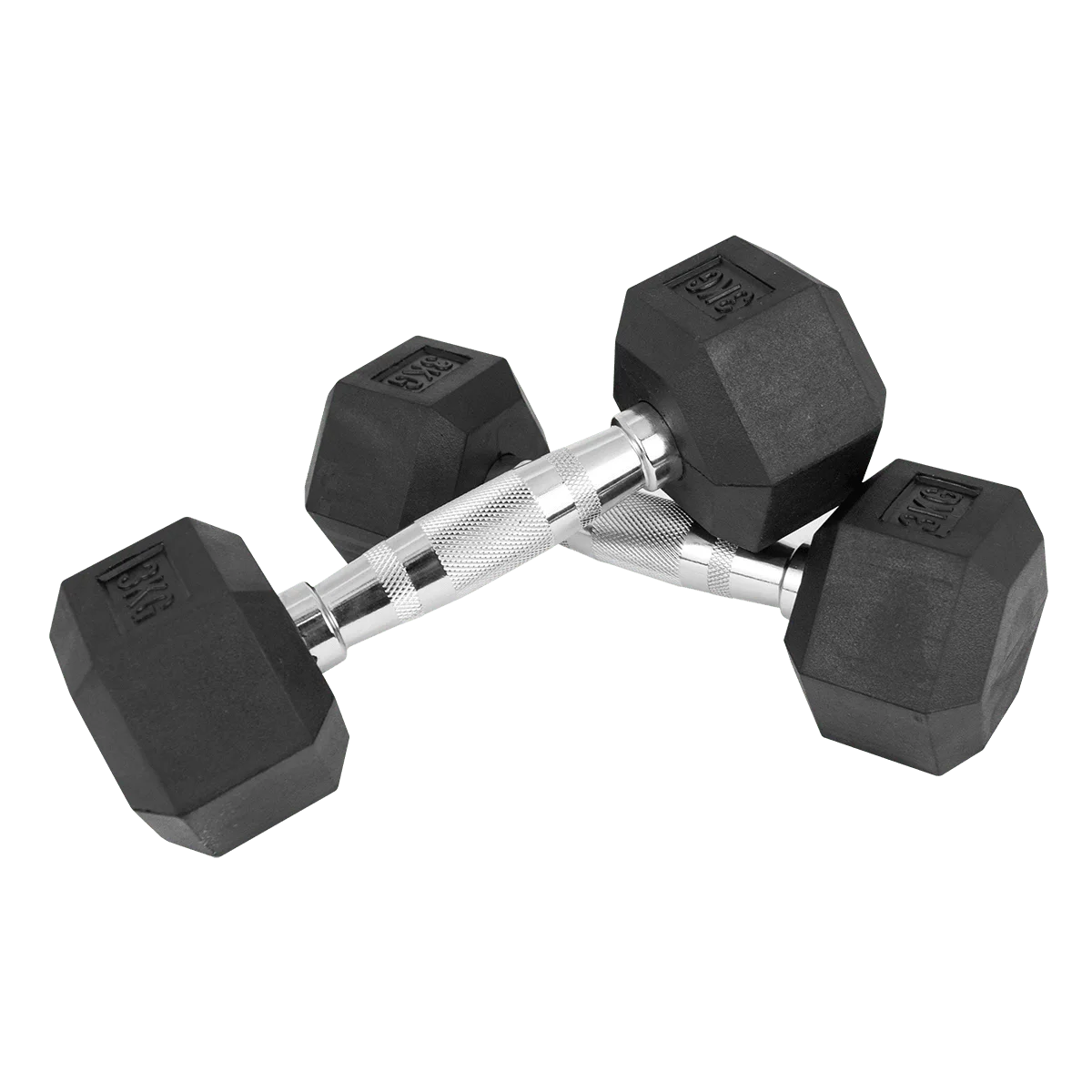 Kit Halteres Sextavados Emborrachados Pegada Cromada Envolst - Pares 1 a 10Kg