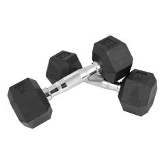 Kit Halteres Sextavados Emborrachados Pegada Cromada Envolst - Pares 1 a 10Kg