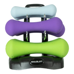 Conjunto 6 Halteres Neoprene 1, 2 e 3kg e Suporte Envolst