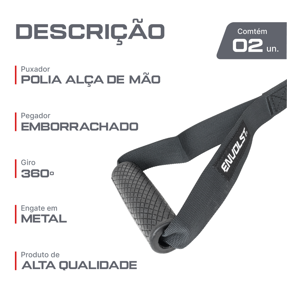Puxador de Mão para Crossover com Manopla Giratória 360º Envolst