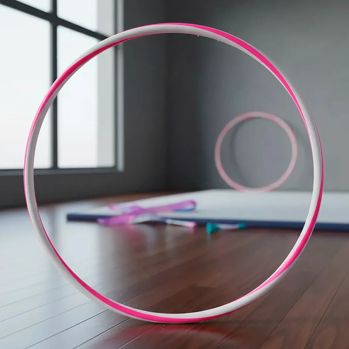 Arco de ginástica rítmica bambolê em espiral 60cm de diâmetro Gracios - Azul e Branco