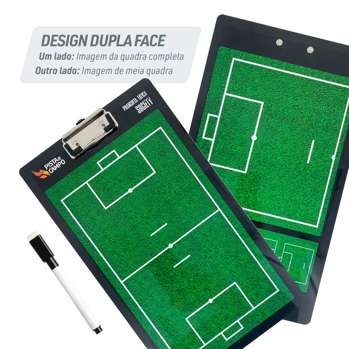 Prancheta tática magnética dupla face com caneta para treinamento de Futebol Society Pista e Campo