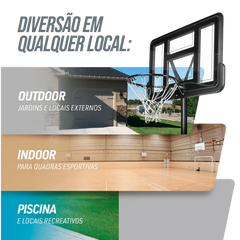 Tabela de basquete adulto móvel com poste, tabela de acrílico e aro Velden