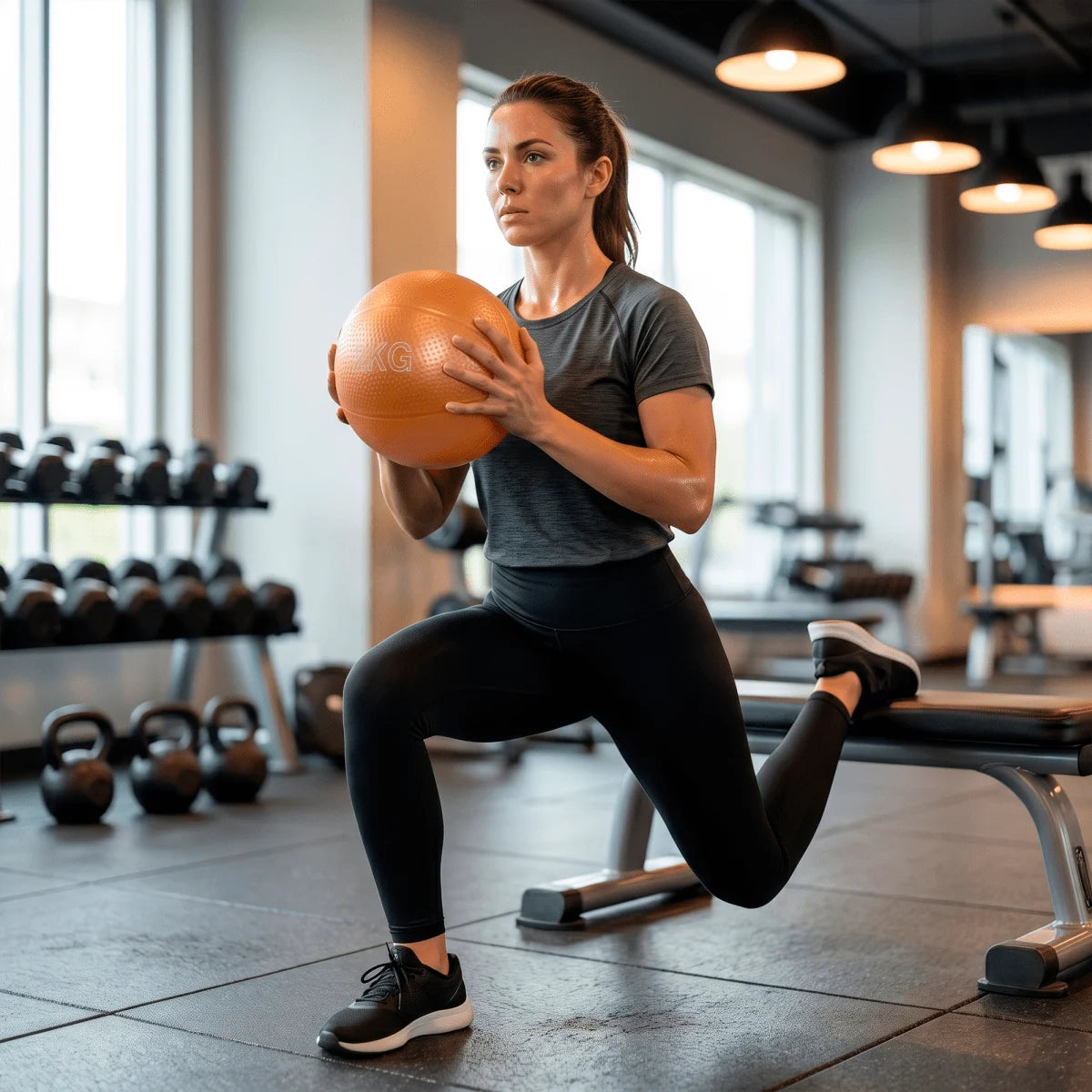 Bola de exercícios (medicine ball econômica) de pvc com areia 2kg laranja Pista e Campo