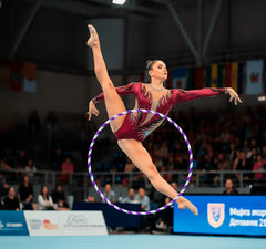 Arco de ginástica rítmica bambolê em espiral 90cm de diâmetro Gracios - Azul e Branco