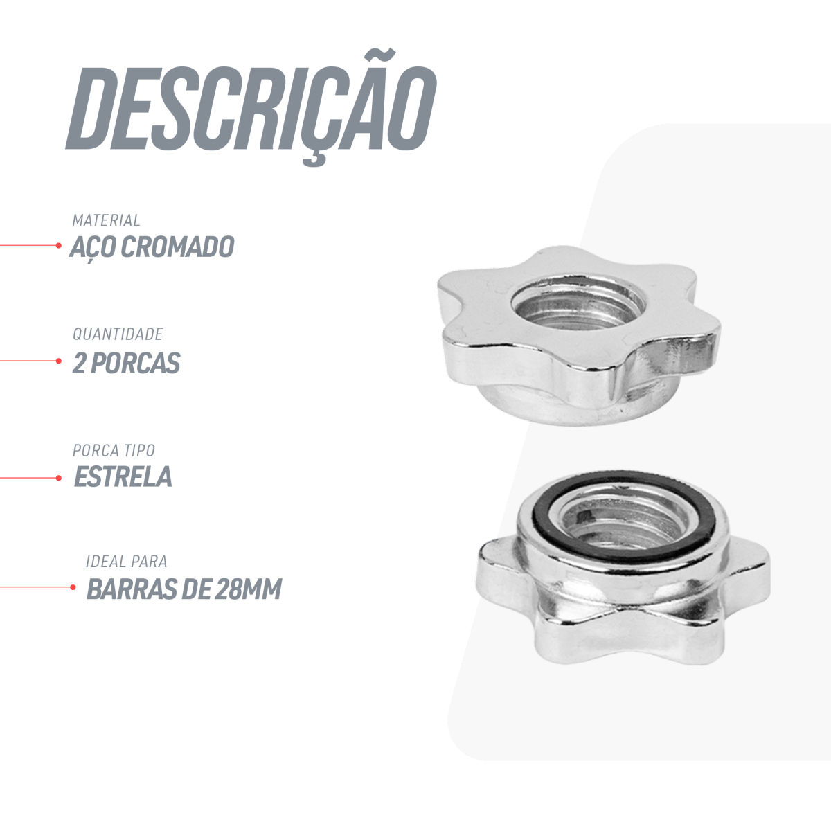 Par de Presilhas Rosca 28mm para Barra Musculação Envolst