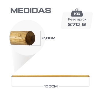 Bastão Postural Calistênico de Madeira 1m Envolst