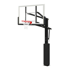 Poste fixo com tabela transparente, aro e rede de basquete oficial adulto premium Velden