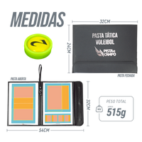 Prancheta tática magnética com caneta para treinamento de voleibol Pista e Campo - Modelo pasta preta
