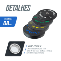 Kit 230Lb Anilhas Olímpicas Bumper Padrão IWF em Libras Envolst