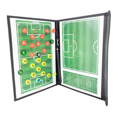 Prancheta tática magnética com caneta para treinamento de futebol Pista e Campo - Modelo pasta preta