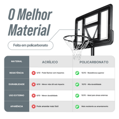 Tabela de basquete adulto móvel com poste, tabela de acrílico e aro Velden