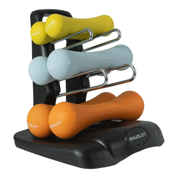 Kit com 6 Halteres Neoprene 0,5 1 e 1,5 kg com Suporte Envolst