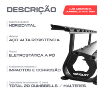 Suporte Expositor Horizontal para 10 Pares de Dumbbells Envolst