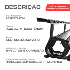 Suporte Expositor Horizontal para 10 Pares de Dumbbells Envolst