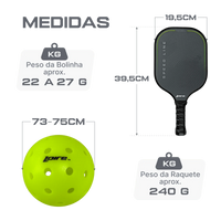 Kit completo de pickleball com rede portátil, 4 raquetes e 12 bolas Loire