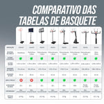 Tabela de basquete adulto móvel com poste, quadro de acrílico e aro modelo premium Velden