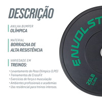 Anilha Olímpica Bumper para Crossfit e LPO 25Lb Envolst