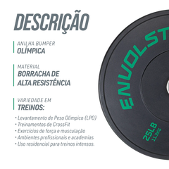 Anilha Olímpica Bumper para Crossfit e LPO 25Lb Envolst
