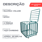 Carrinho guarda volumes de aço para transporte e armazenagem de bolas Pista e Campo
