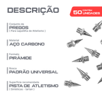 50 / 100 pregos para sapatilha de atletismo de aço 9,5mm Pirâmide base hexagonal Pista e campo