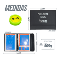 Prancheta tática magnética com caneta para treinamento de futsal Pista e Campo - Modelo pasta preta