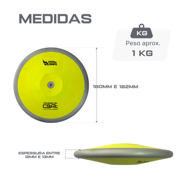 Disco de atletismo de aço e ABS 1Kg Powered by CBAt