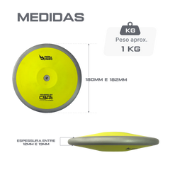 Disco de atletismo de aço e ABS 1Kg Powered by CBAt