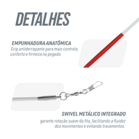 Estilete Ginástica Rítmica Fibra Vidro 60cm Branco Gracios - Empunhadura Preta