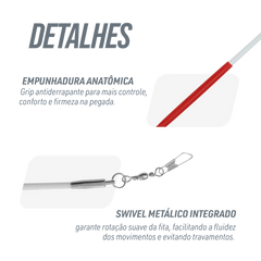 Estilete Ginástica Rítmica Fibra Vidro 60cm Branco Gracios - Empunhadura Preta