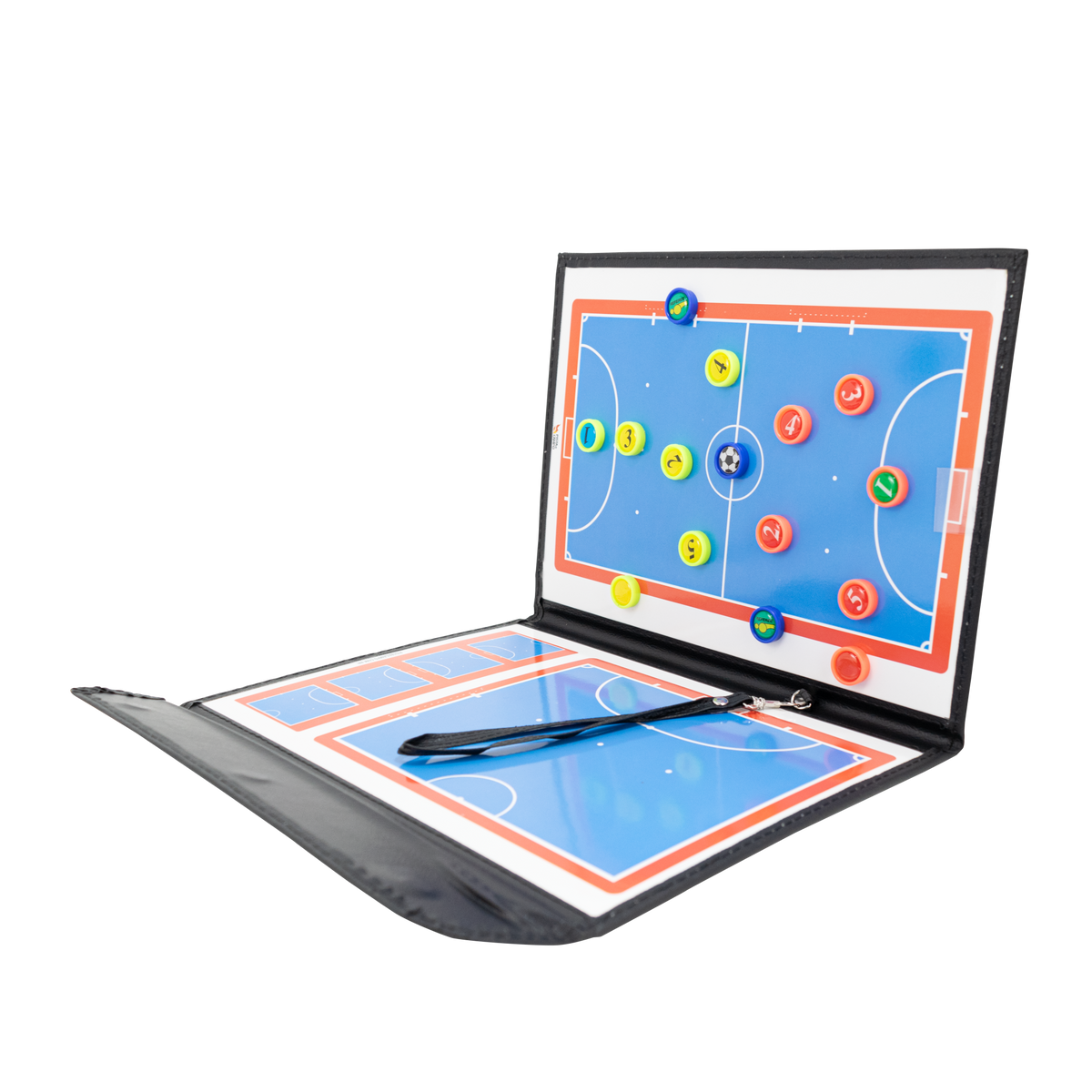Prancheta tática magnética com caneta para treinamento de futsal Pista e Campo - Modelo pasta preta