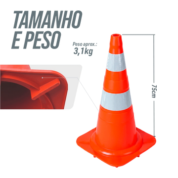 Cone de Sinalização e Demarcação Esportiva 75cm Velden - NBR 15071